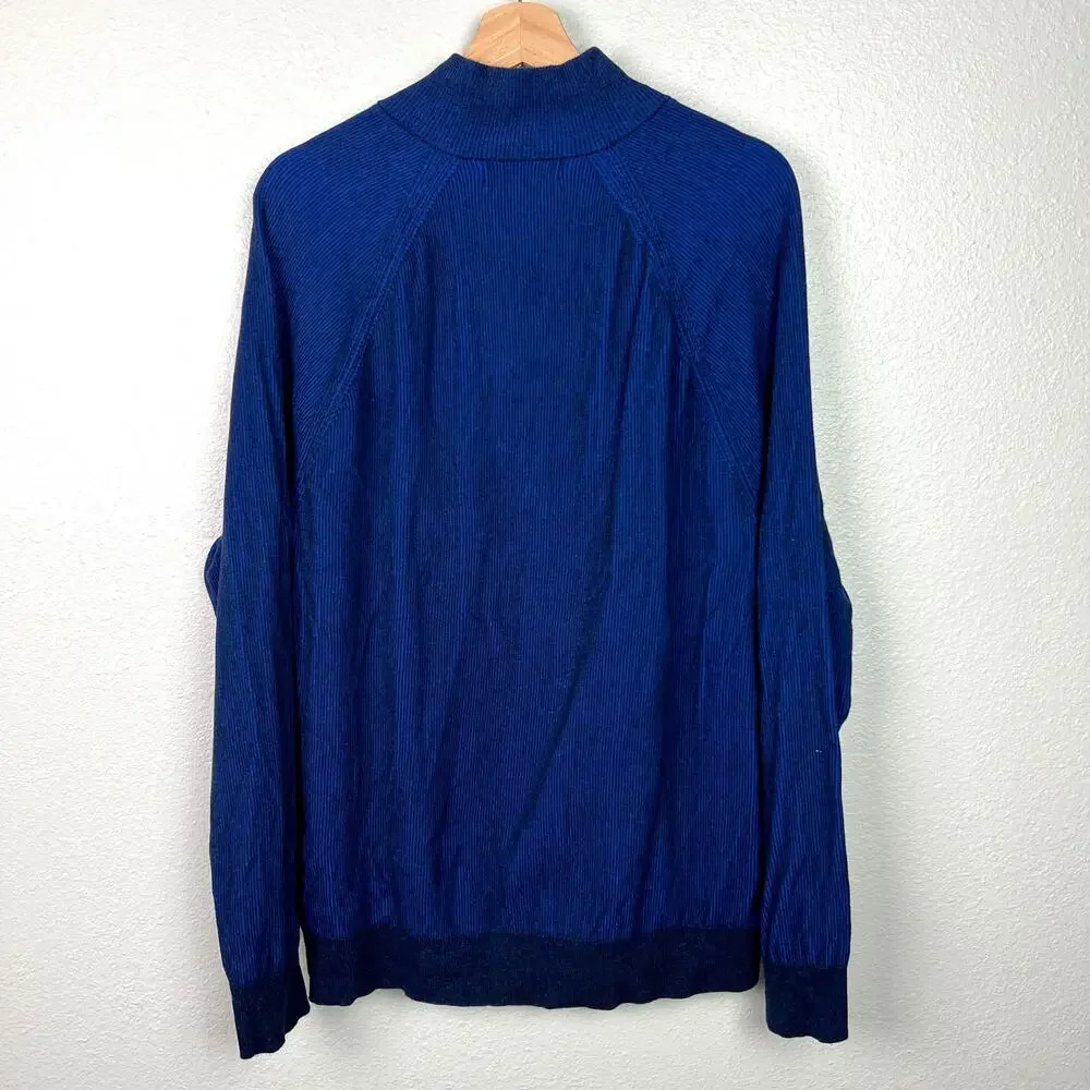 Banana Republic Men's XL Blue Textured Supima Cotton 1/4 Zip Pullover Sweater‎